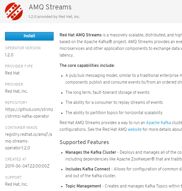 amq streams install
