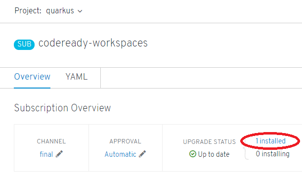 codeready workspaces installed