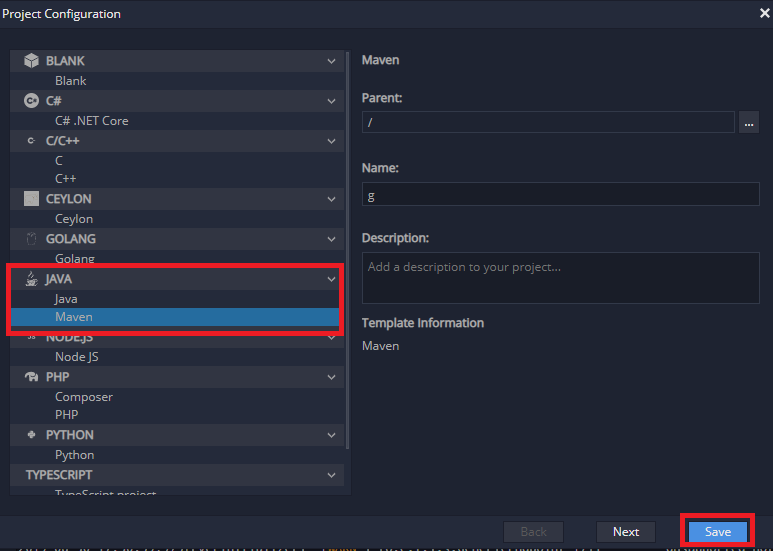 set project configuration