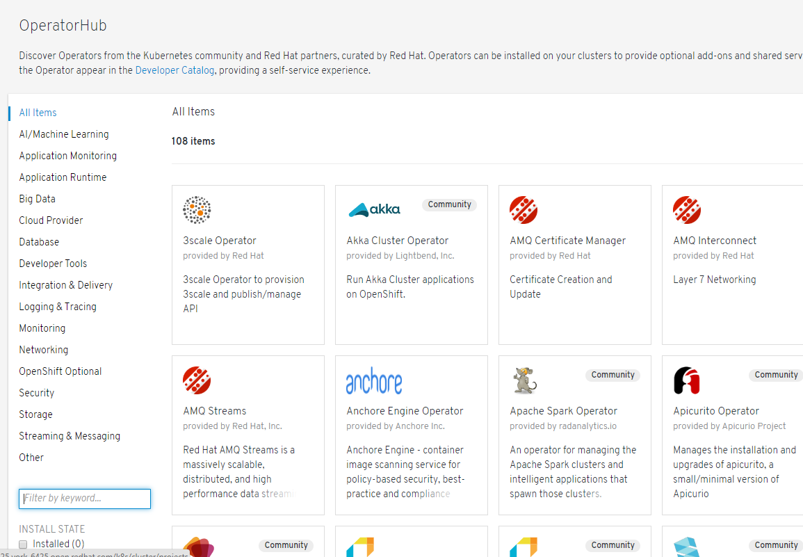 operator hub contents